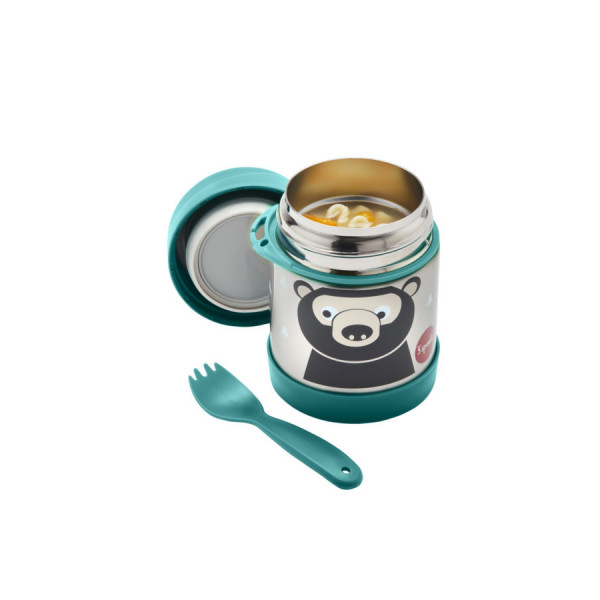 Food storage thermos with fork - bear