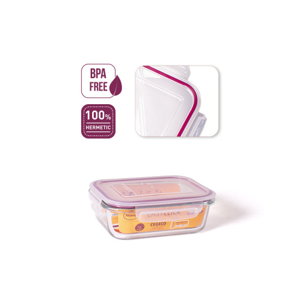 Food storage heat-resistant glass with plastic lid 0.65 l