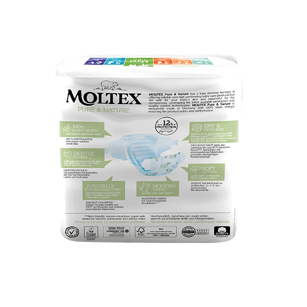 Moltex pure and nature Diapers Monthly Box, Maxi 7-18 kg 5 x 29pcs