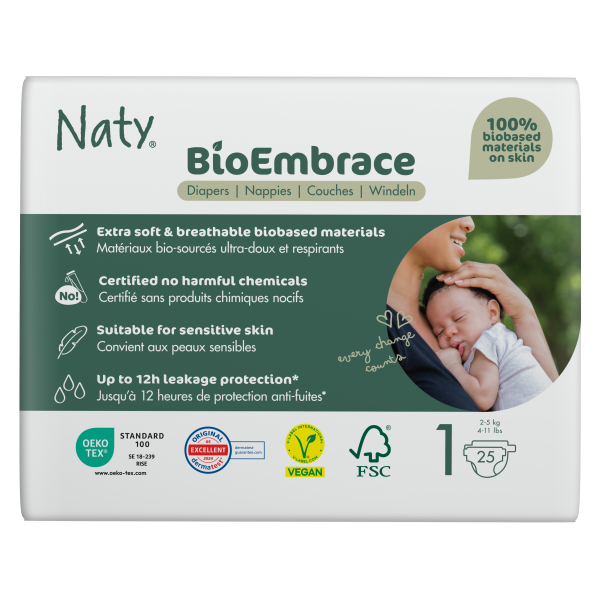Naty Pelenka BioEmbrace 1-es méret (2-5kg), 25 db