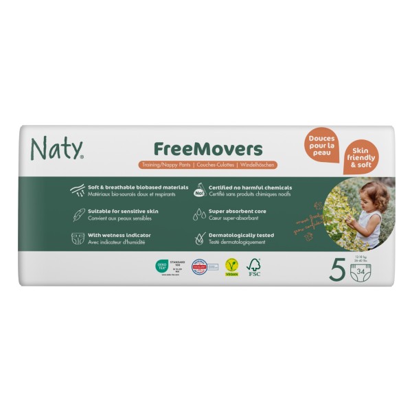 Naty FreeMovers bugyipelenka 5-ös méret, 12-18 kg, economy pack, 34 db