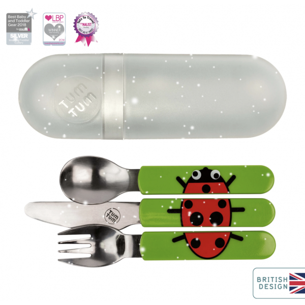 Easy Scoop Toddler Cutlery with Travel Case, Ladyb...
