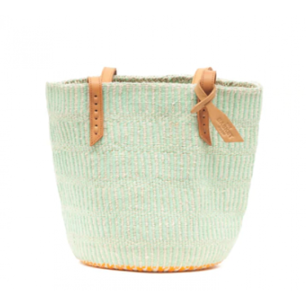 Wicker shopping bag made of natural material - mint