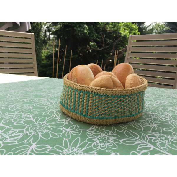 Wicker bread basket made of natural material, roun...