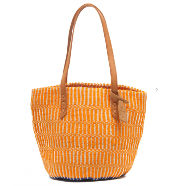 Woven shopping bag made of natural material - orange