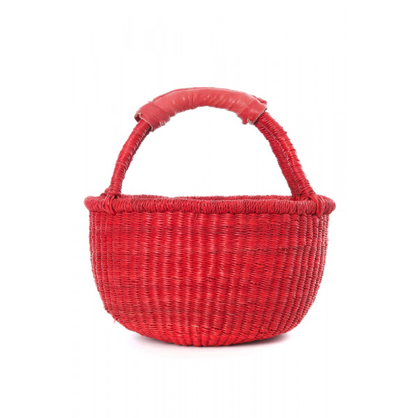 Handmade Bolga Basket small - Red
