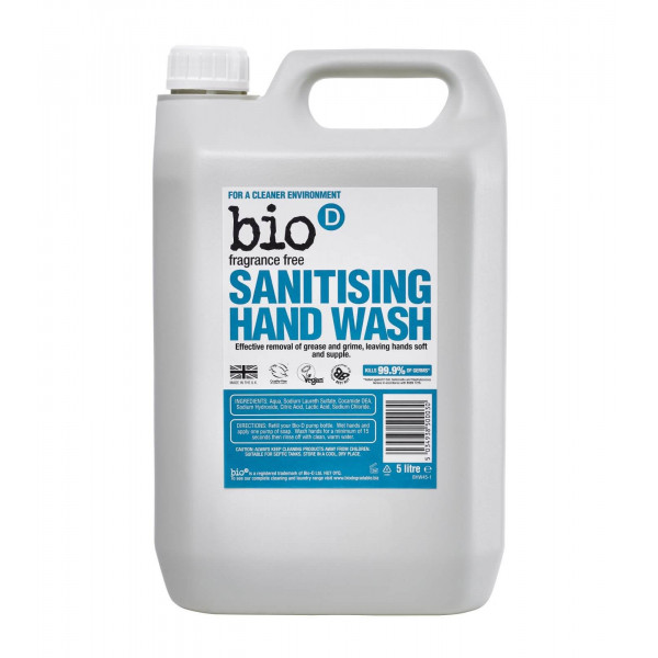 Bio-D Sanitising Hand Wash Fragrance Free 5l