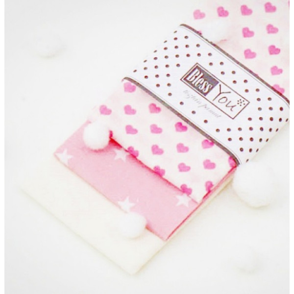 Textile handkerchief, pink, white hearts