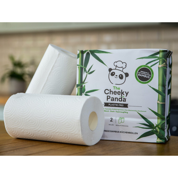 Bamboo Kitchen Towel Rolls (2 rolls, 2ply, 200 sheet per roll) in paper packaging