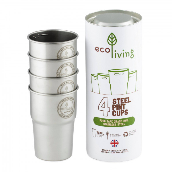 British Stainless Steel Cup - UK Pint 4 pack