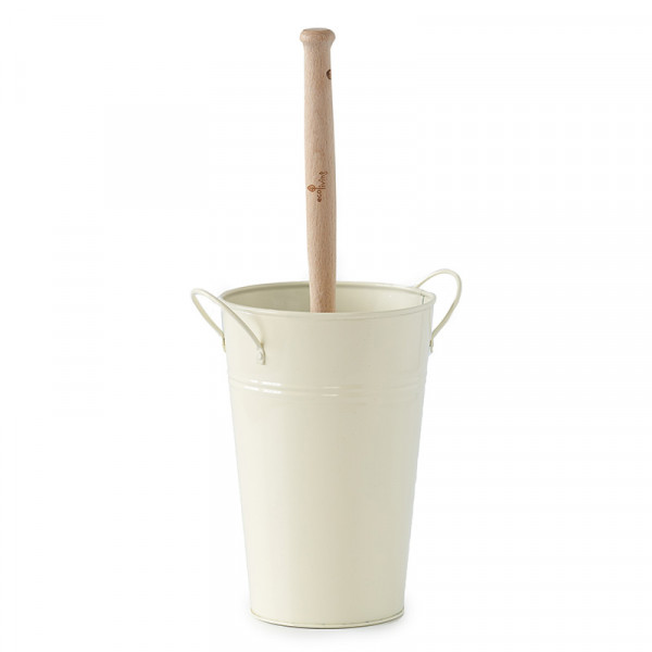 Plastic-free normal-sized toilet brush and holder, cream color