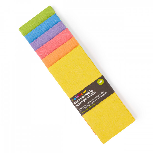 Compostable Sponge Cleaning Cloths - Rainbow set of 6