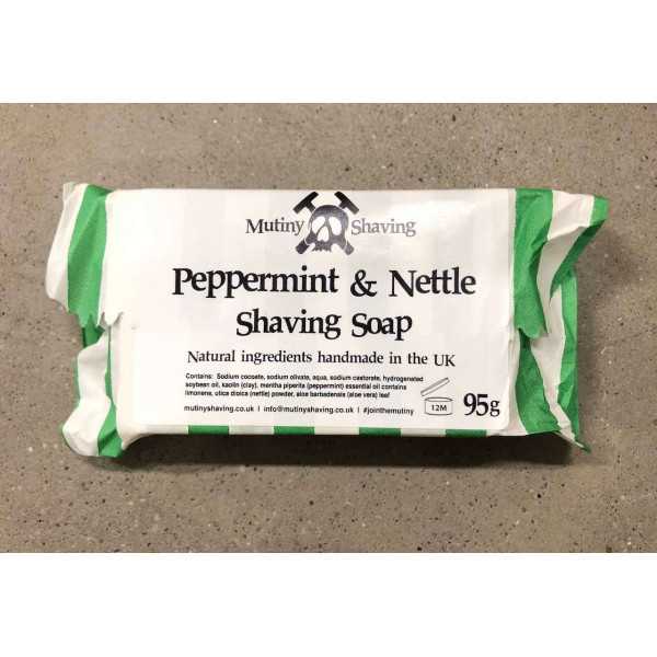 Face cleaning and shaving soap with peppermint and nettle