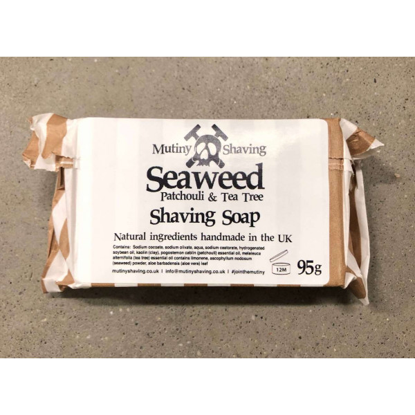 Seaweed shaving soap with patchouli and tea tree