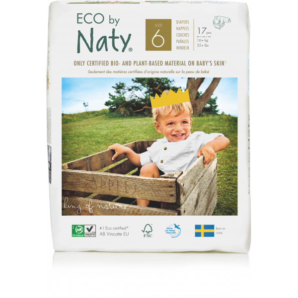 Eco by Naty® size 6 eco nappies for babies 16+ kg, 17x
