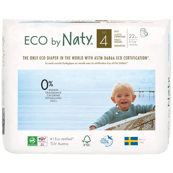 Eco by Naty by Nature Babycare Size 4 Eco Pull On Pants, 22 Pants 8-15 kg