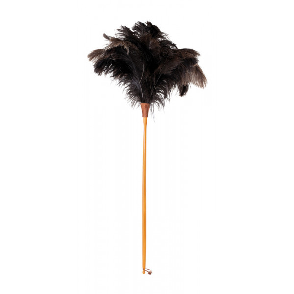 Ostrich feather duster with waxed beechwood handle