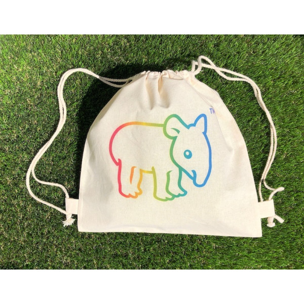 Tapirus drawstring bag for kids RAINBOW