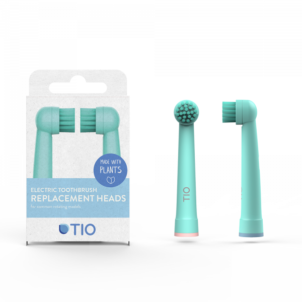 Replaceable eco-friendly electric toothbrush head (2x) medium (coral and blue)